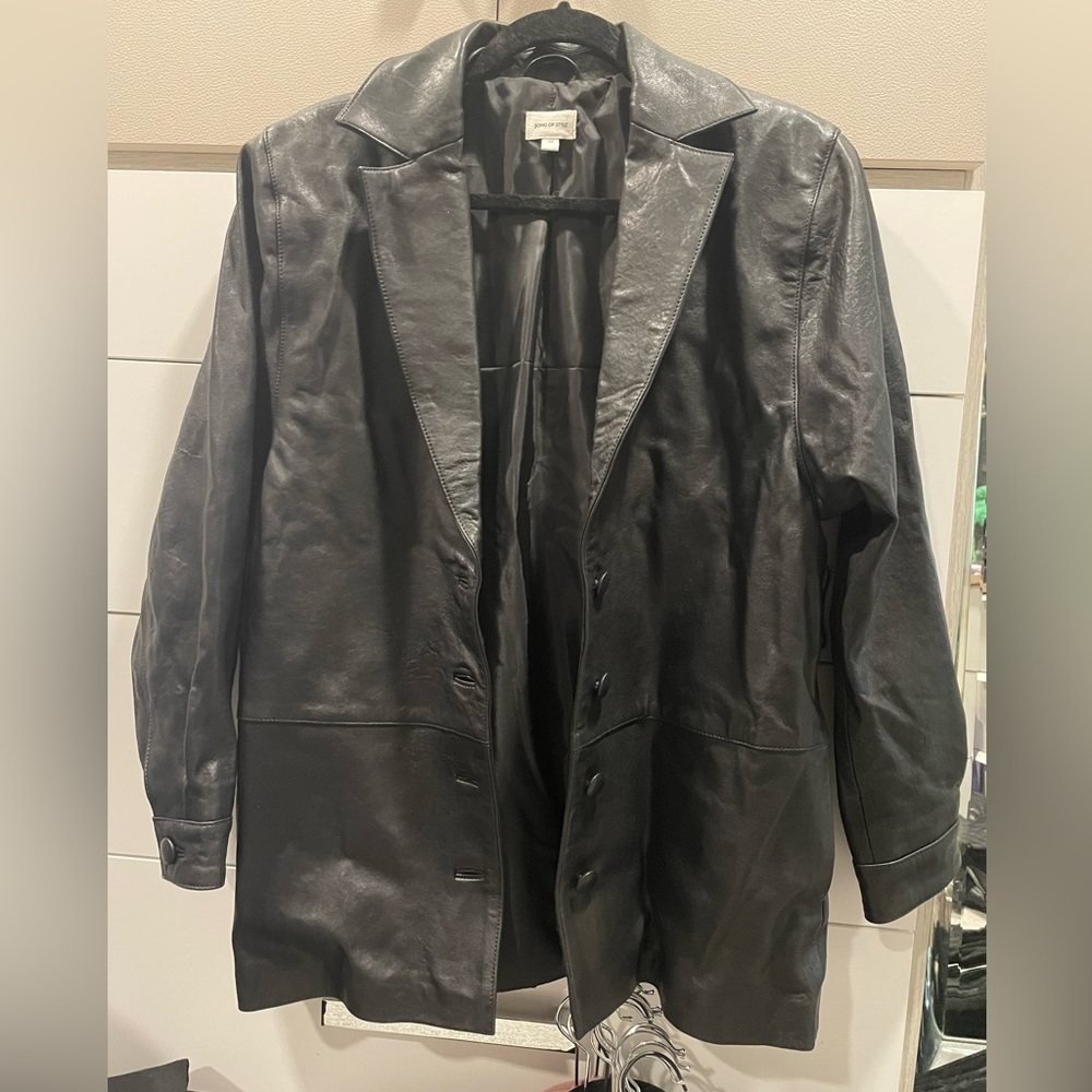 Faux leather blazer
